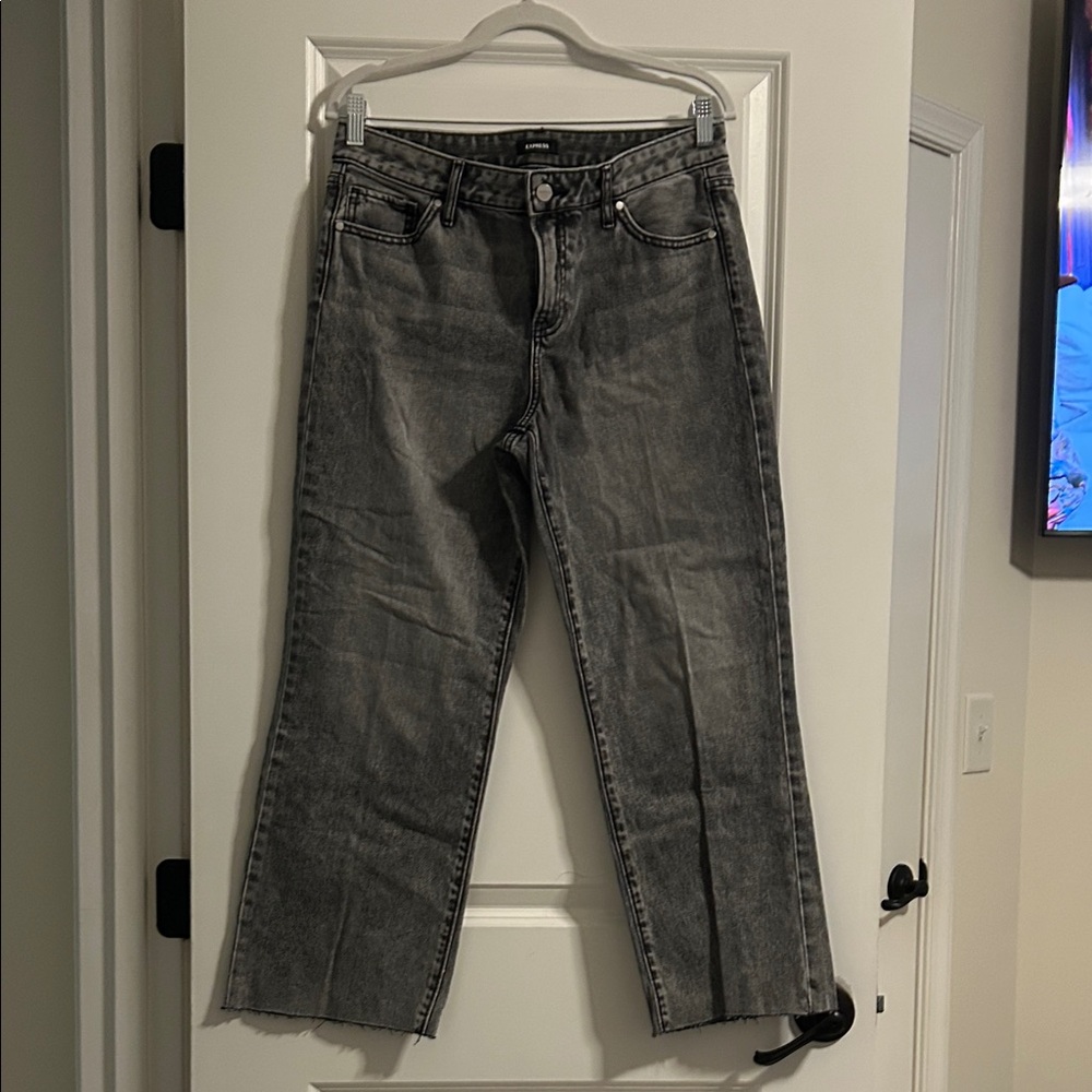 Express Men's Straight Jeans - Black and Gray